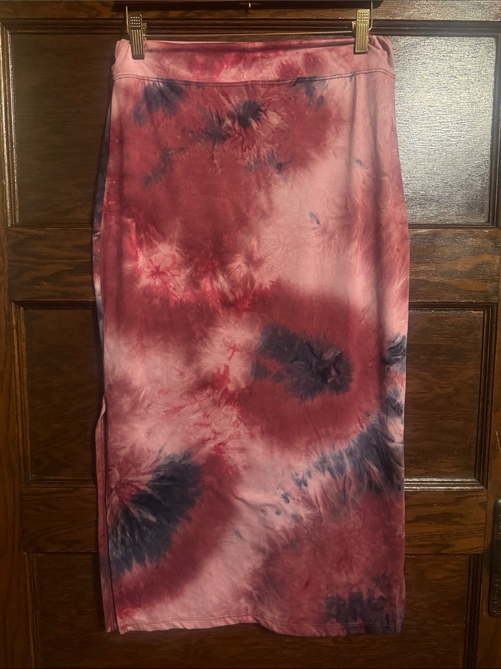 Sundry Pink, Red, and Purple Tie-Dye Midi Skirt